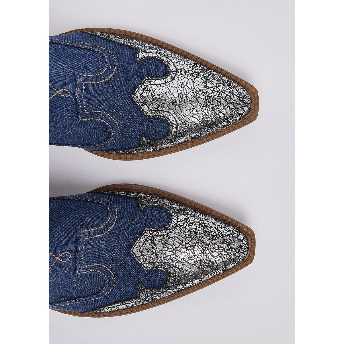 Bottines western en denim denim et argent, LIU JO