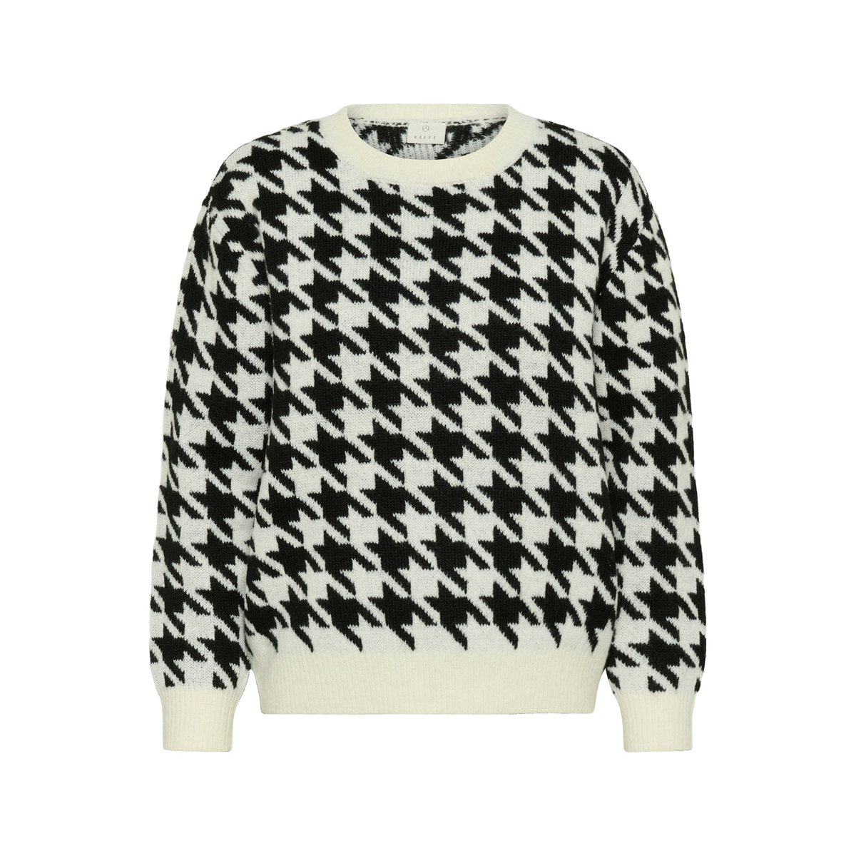 Pullover tricoté blanc noir chalk/black houndstooth, KAFFE
