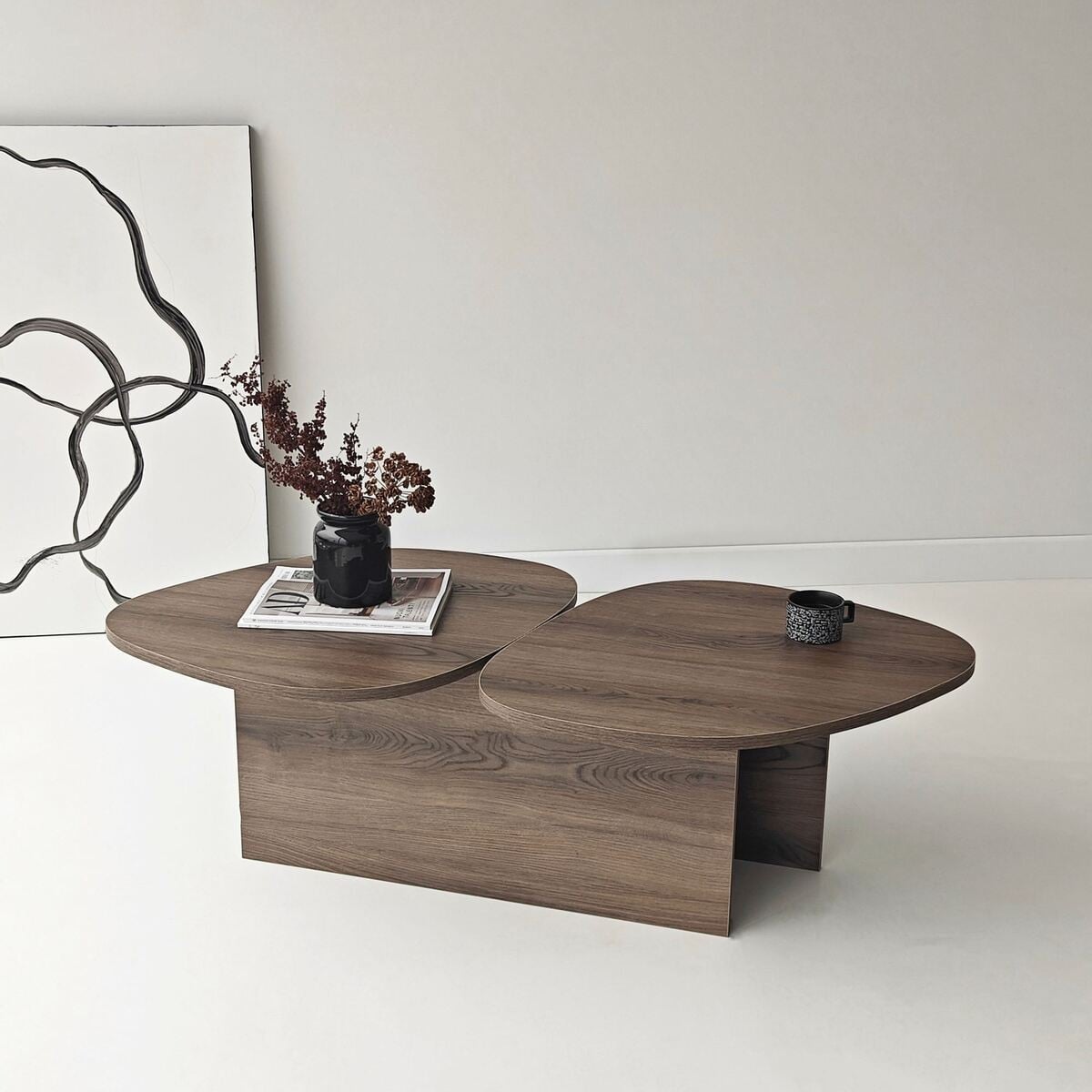 Table basse double plateau CÉLESTE noyer, CALICOSY