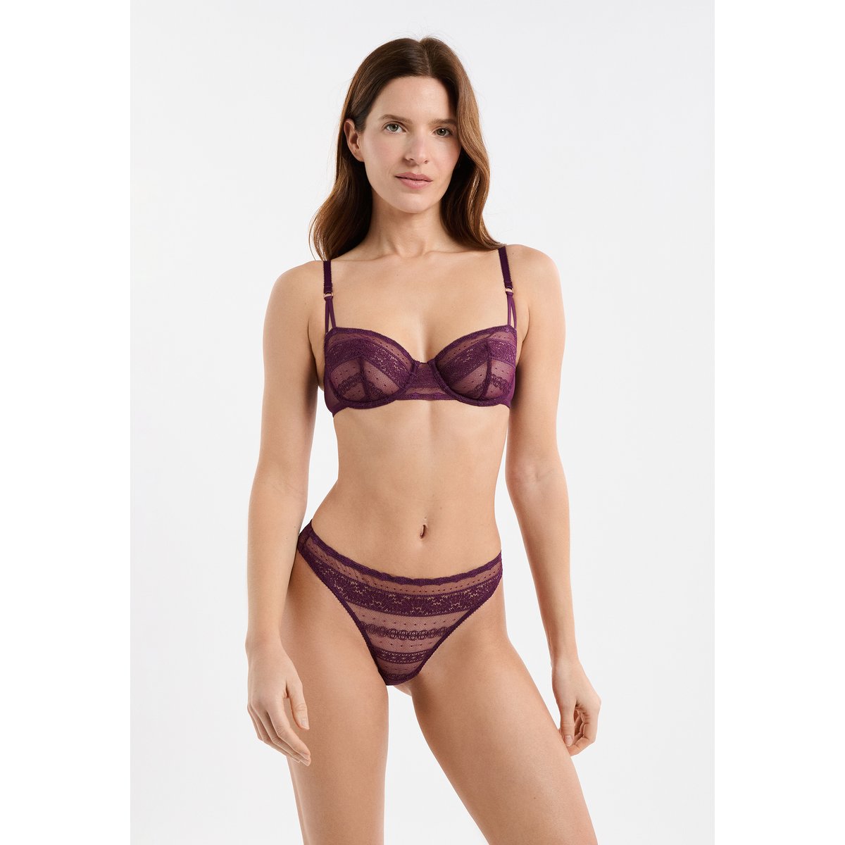 Tanga en dentelle EXCEPTION prune, ETAM