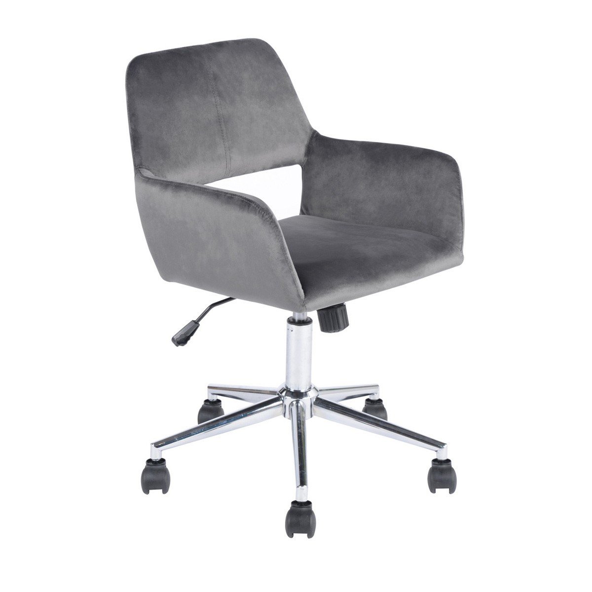Chaise de bureau en velours ajustable - Ross gris anthracite, CALICOSY