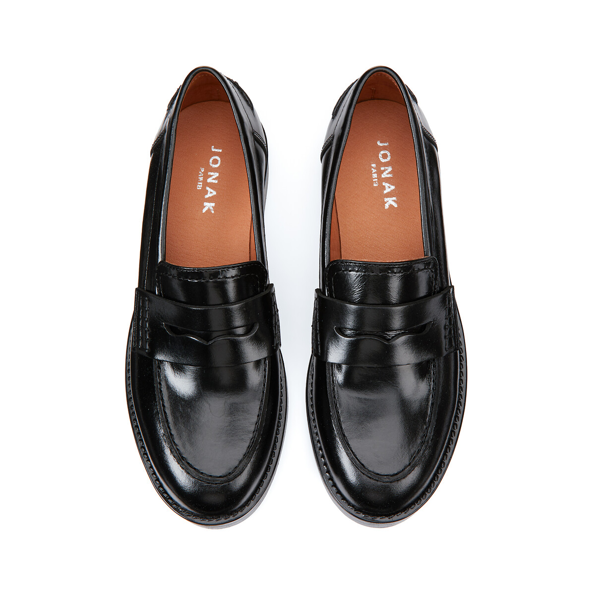 Loafers in leer Mirna, dikke zool zwart, JONAK