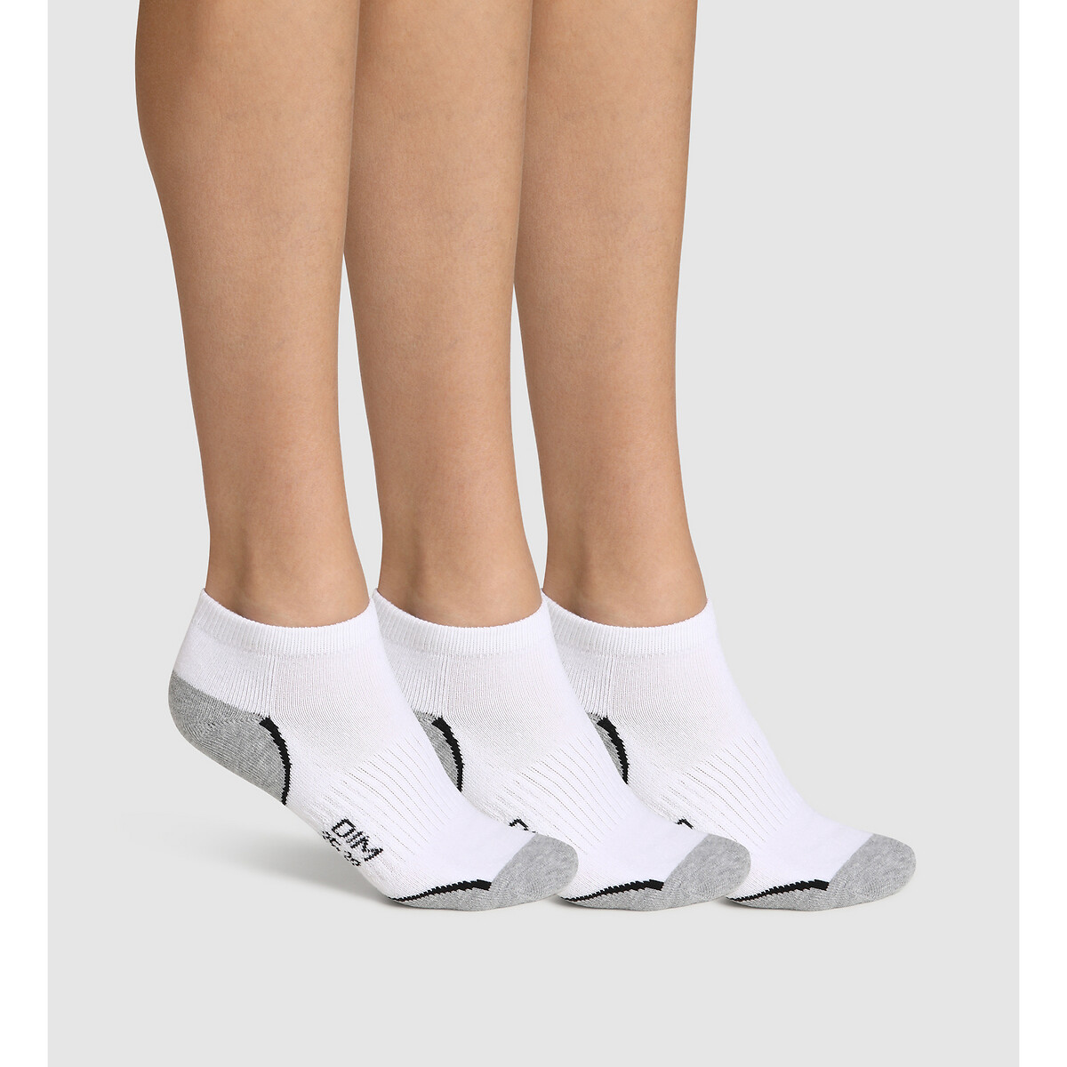 Lot de 3 paires de socquettes de sport blanc/gris, DIM