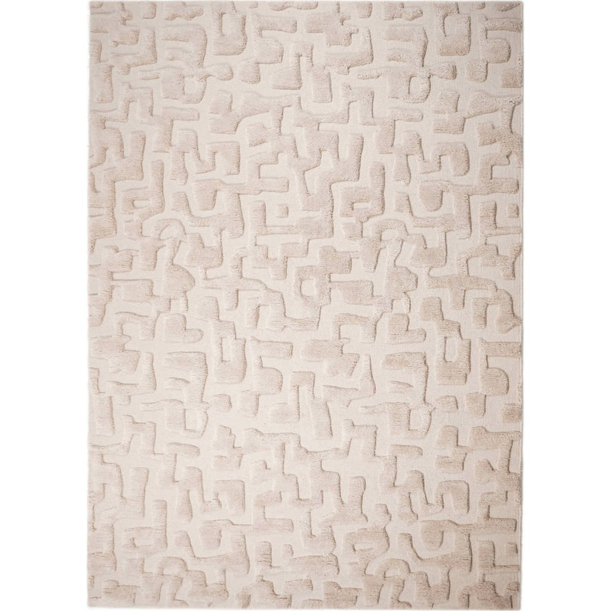 Tapis en laine au relief graphique beige, RECOLLECTION