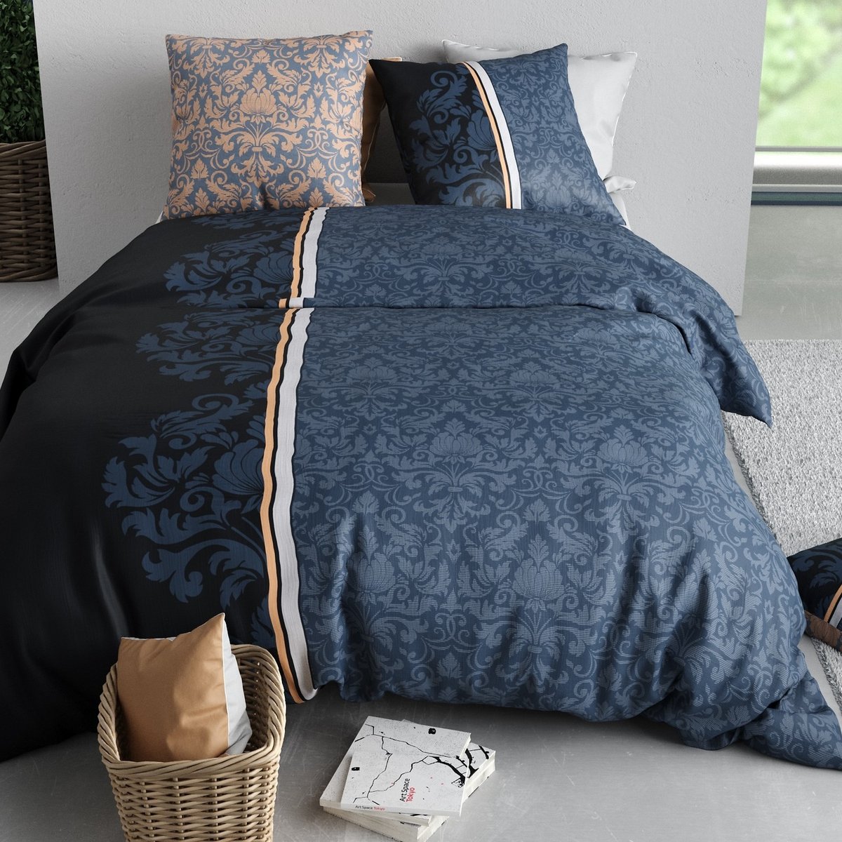 Parure de lit - Housse de couette + taie 100% Coton 57 fils multicolore, EDEN