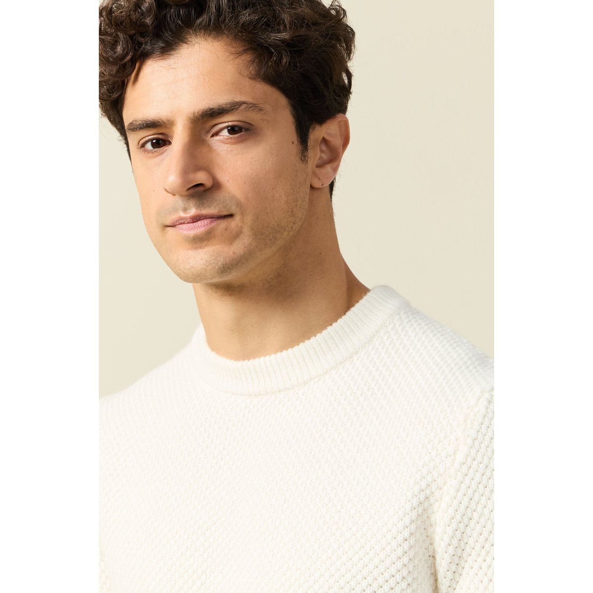 Pull col rond ecru, BONOBO