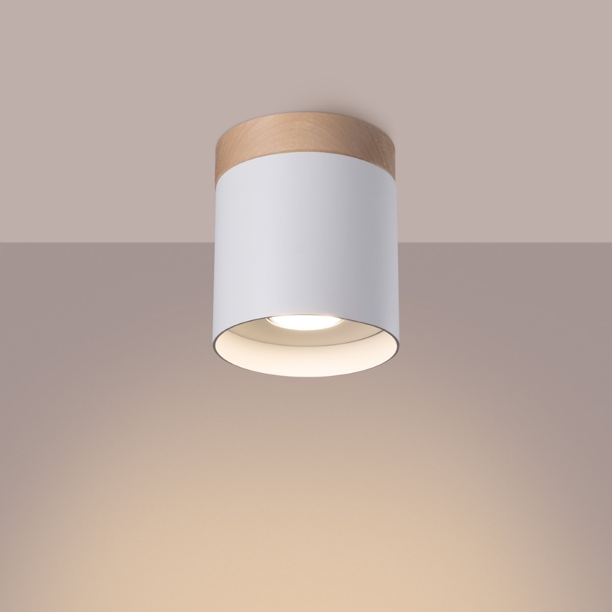 Plafonnier Bois Blanc/Bois Naturel GU10 1 Rif blanc, EDEN
