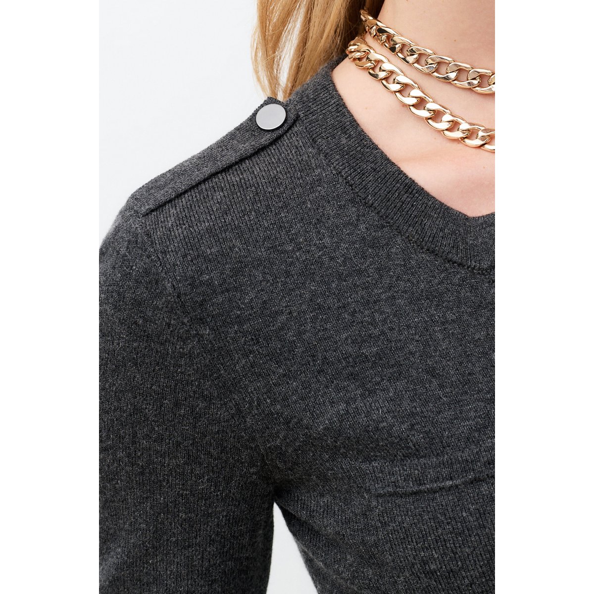 Robe cintrée col tunisien RMARISOL gris, CAROLL