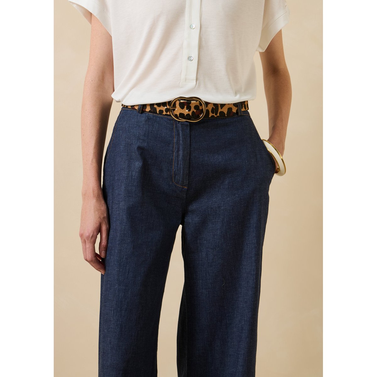 Ceinture léopard boucle ovale marron, LA FEE MARABOUTEE