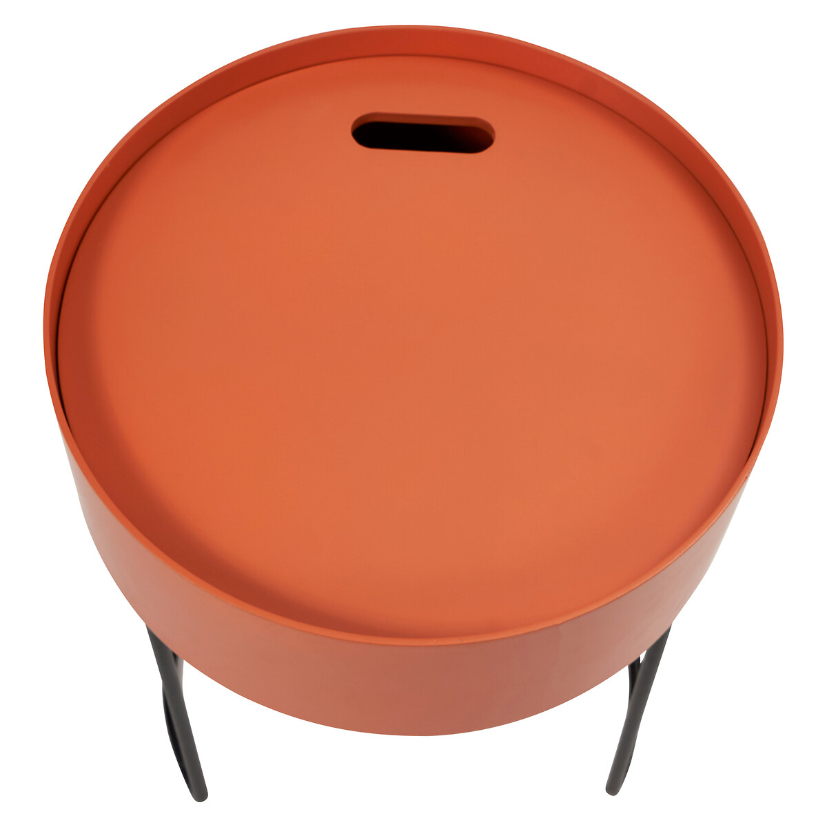 Round Storage Side Table with Metal Frame rust, SO'HOME
