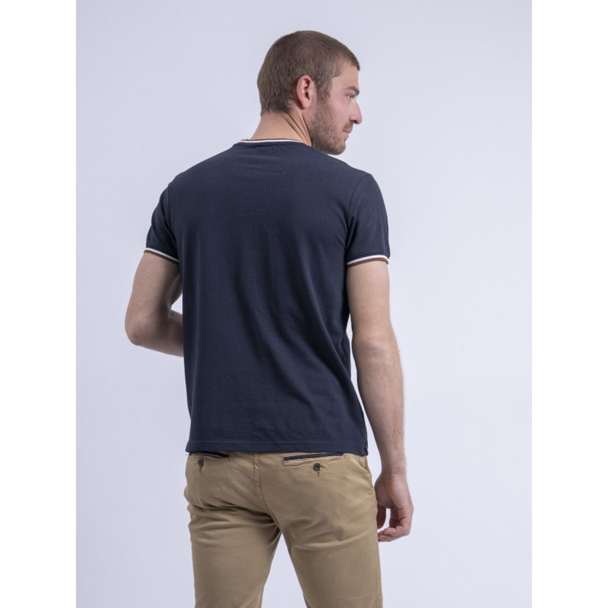 T-shirt Col Rond Pur Coton Nilotin bleu marine, RITCHIE