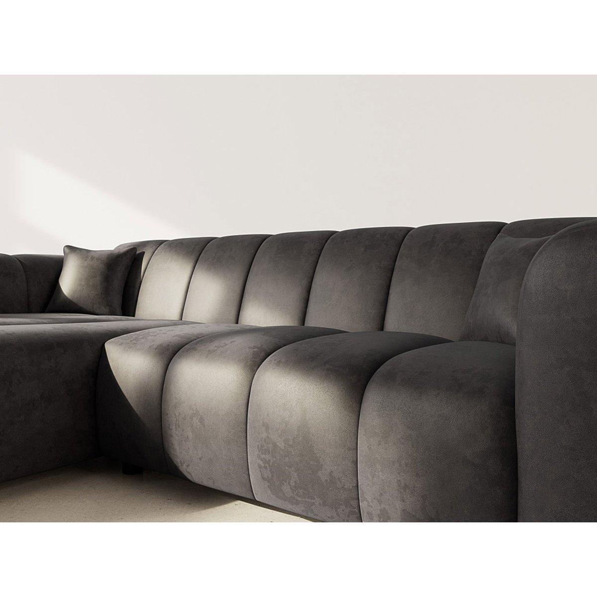 Canapé d'Angle gauche 4 places - CURTIS noir, BEST MOBILIER