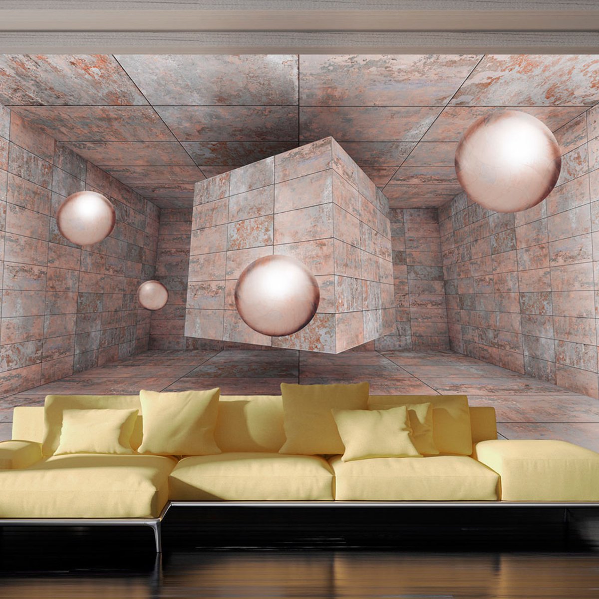 Papier peint intissé panoramique Abstractions Pink Box gris / argent, EDEN