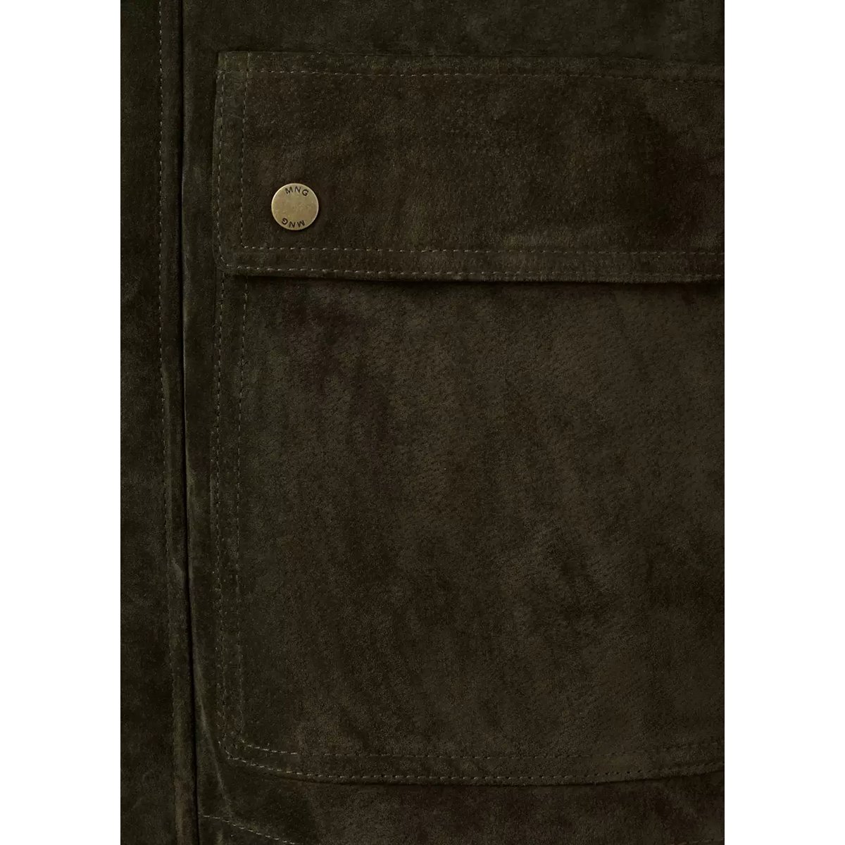 Veste 100 % cuir et daim vert foncé, MANGO MAN
