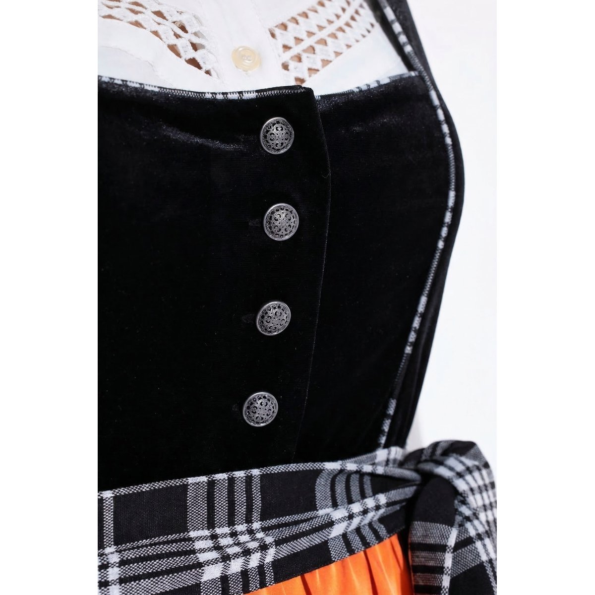 Dirndl en velours, imprimé animal, col carré noir, ULLA POPKEN