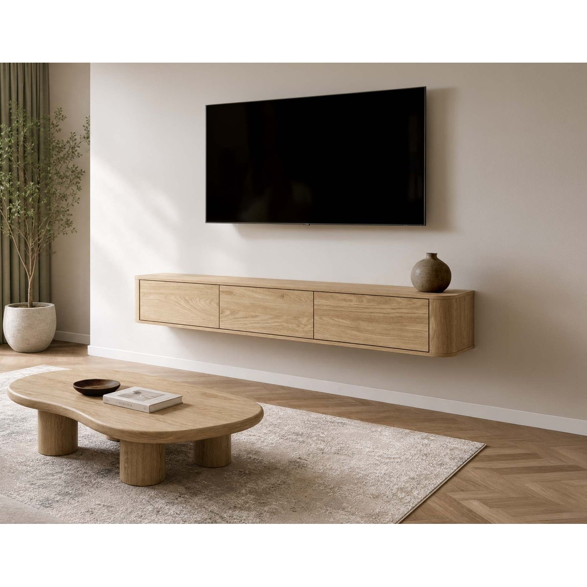 Meuble TV - MONA effet chêne, BEST MOBILIER