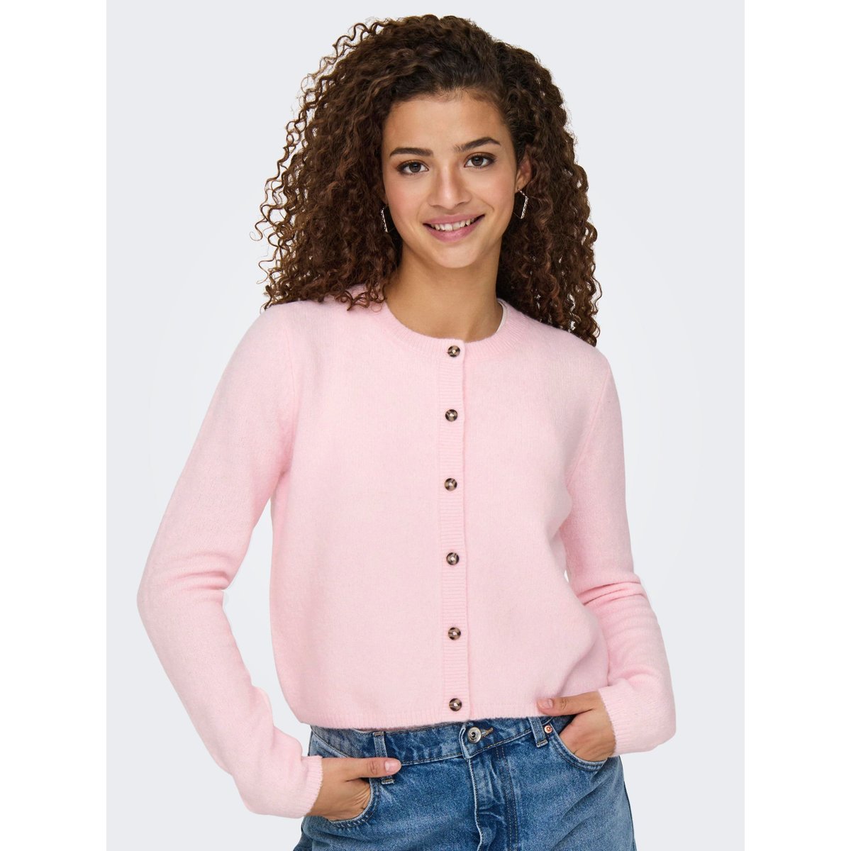 Gilet court à manches longues et col rond rouge - light pink, JDY
