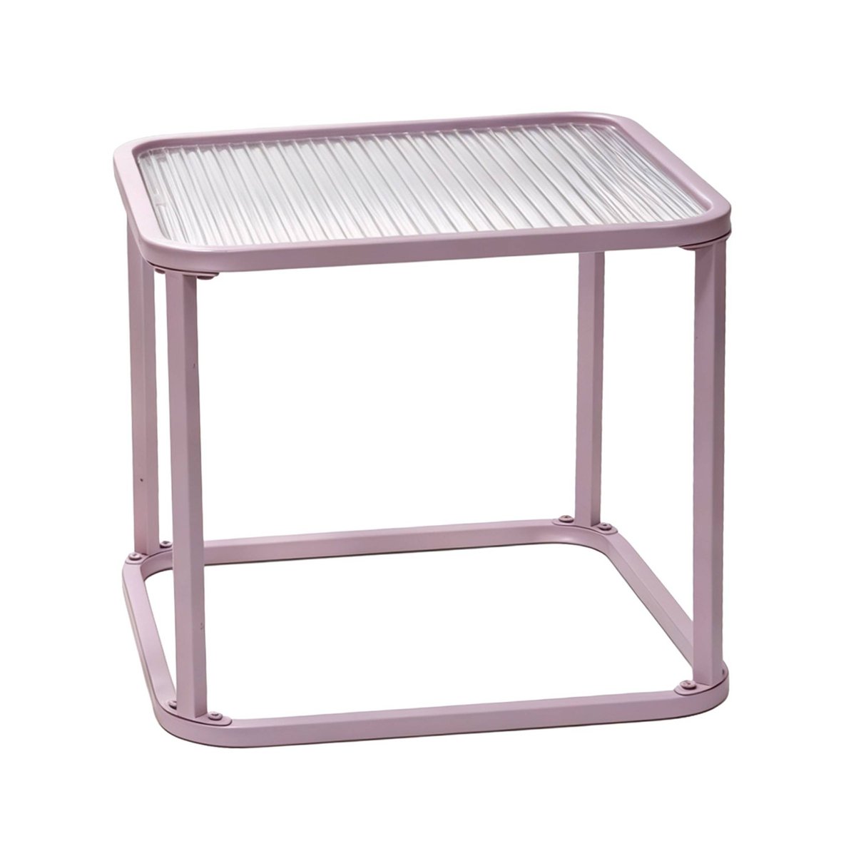 Tables gigognes métal et verre strié TANO ecru, SWEEEK