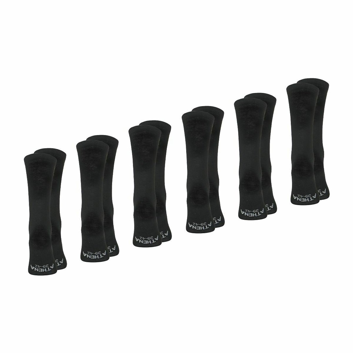 Lot de 6 paires de chaussettes hautes noir, ATHENA
