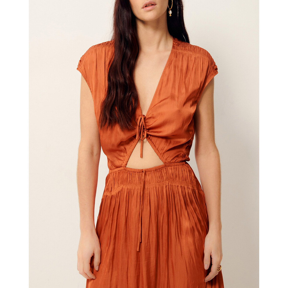 Robe longue en polyester VITTORIA rouille, SESSUN