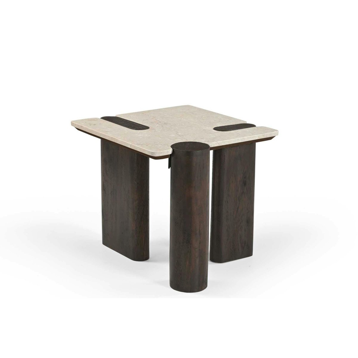 Table d'appoint marbre et bois style puzzle DUOMO beige, PIER IMPORT