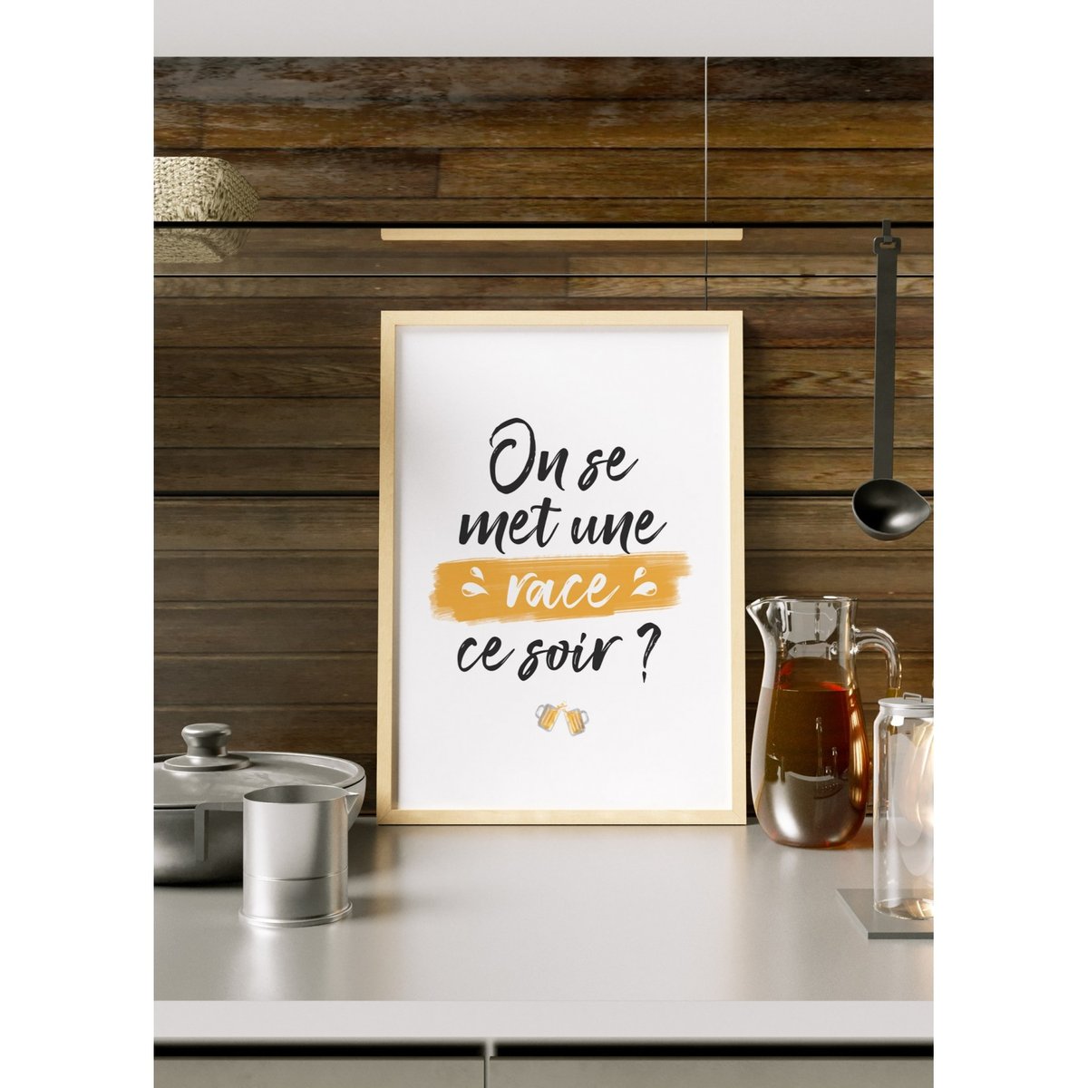 Affiche 'On se met une race ce soir ?' blanc, L'AFFICHERIE