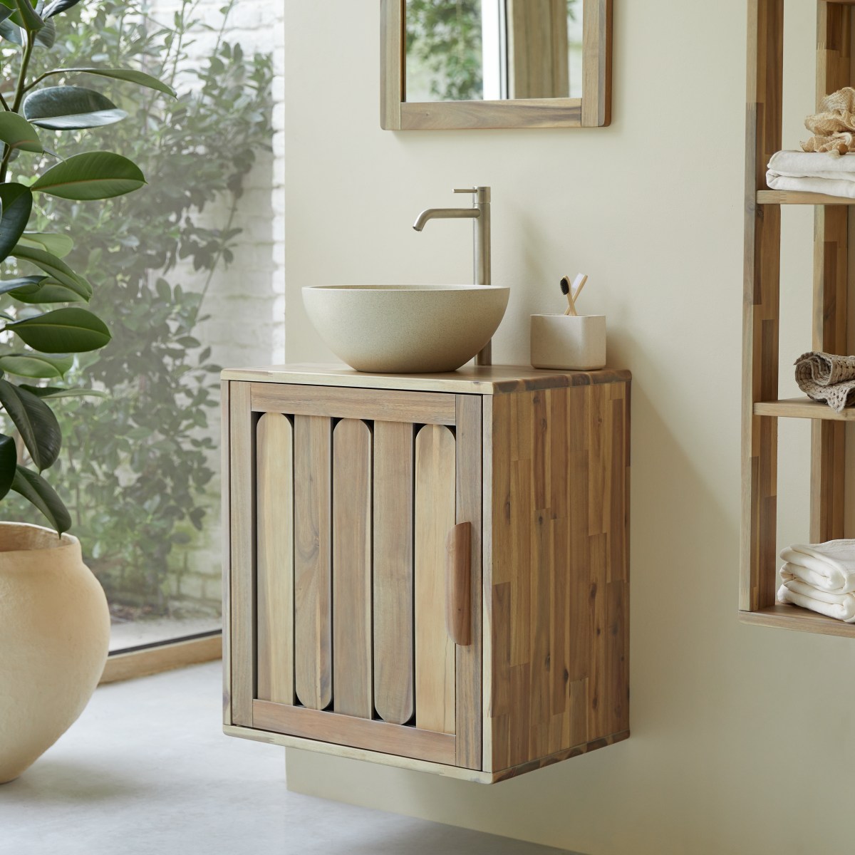 Meuble Salle De Bain en Acacia massif, LILA naturel, TIKAMOON
