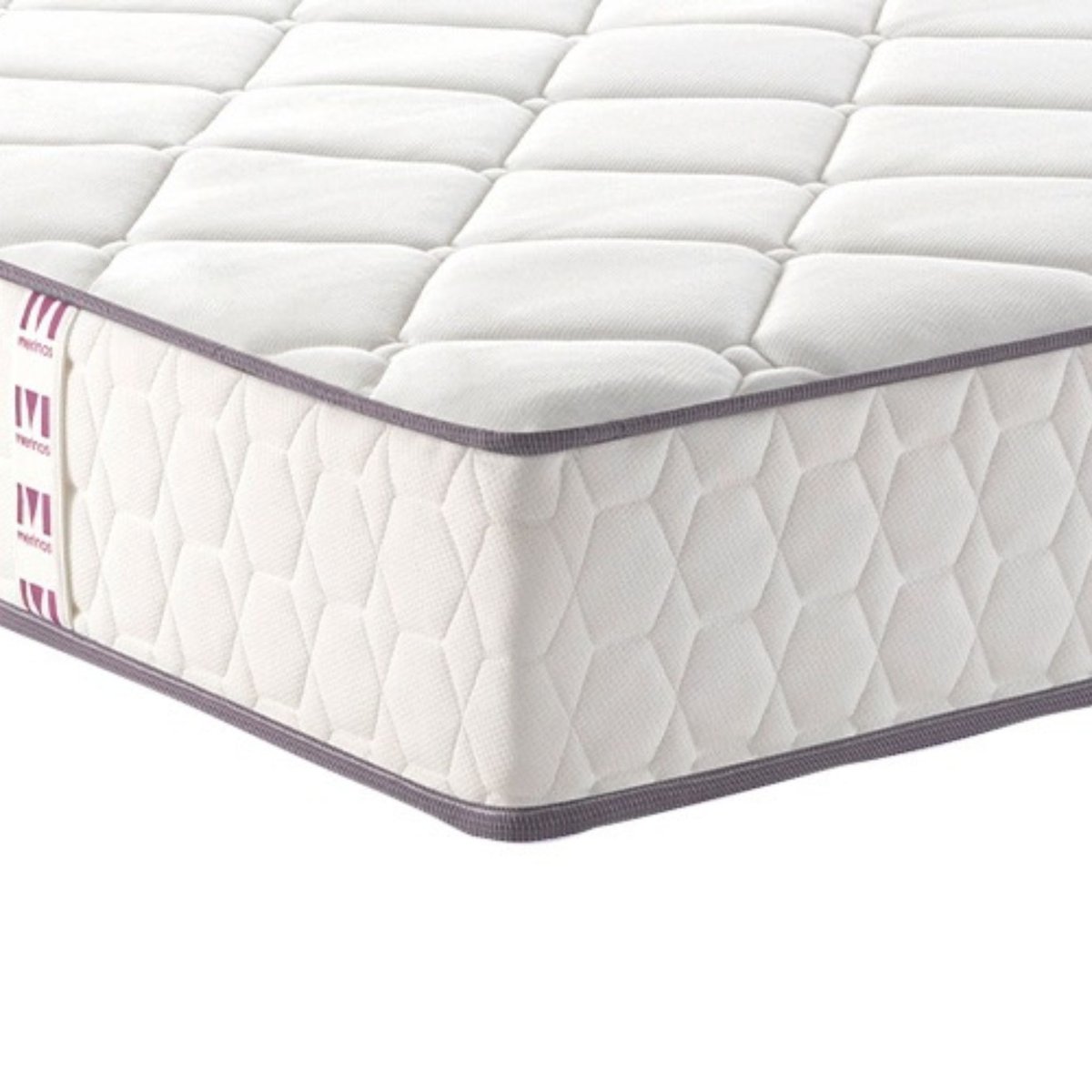 Ensemble matelas ressorts et mémoire de forme CHEER BED, sommier TWIST et pieds blanc, MERINOS