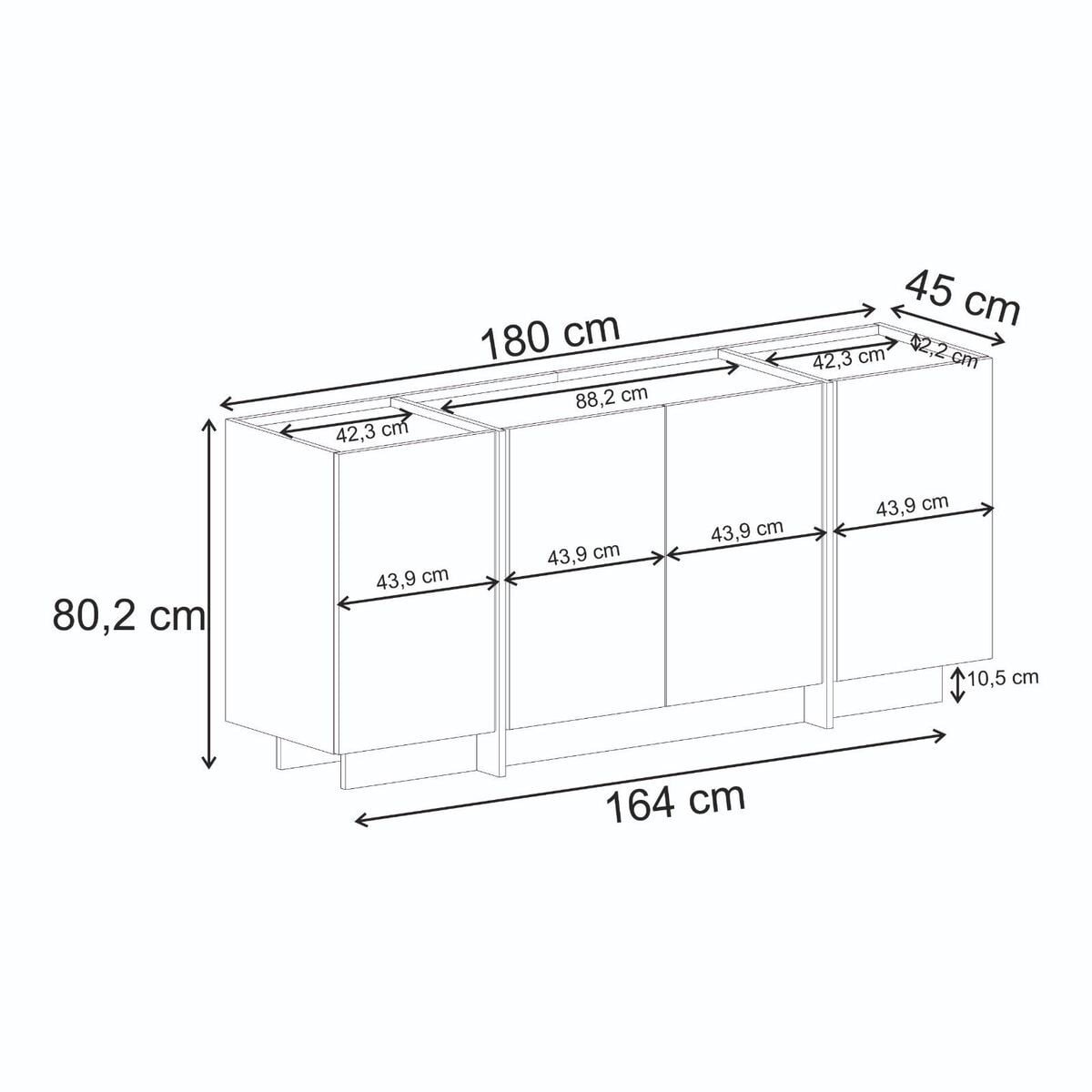 Buffet bas 4 portes - ARVEN noyer, CALICOSY