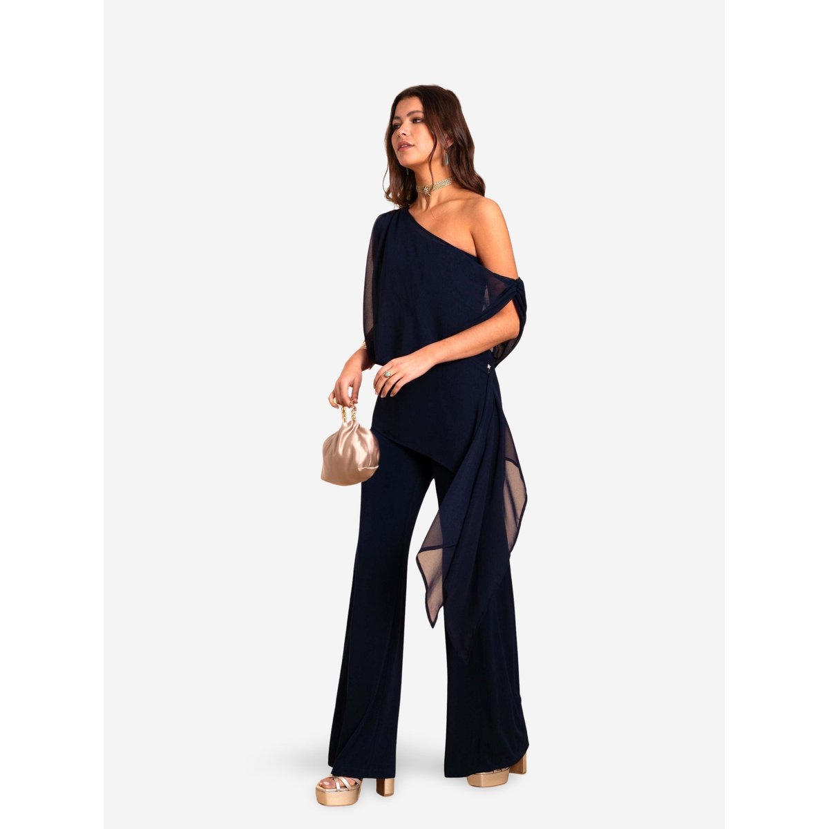 Combinaison longue en maille OLIVIA bleu, THE-ARE