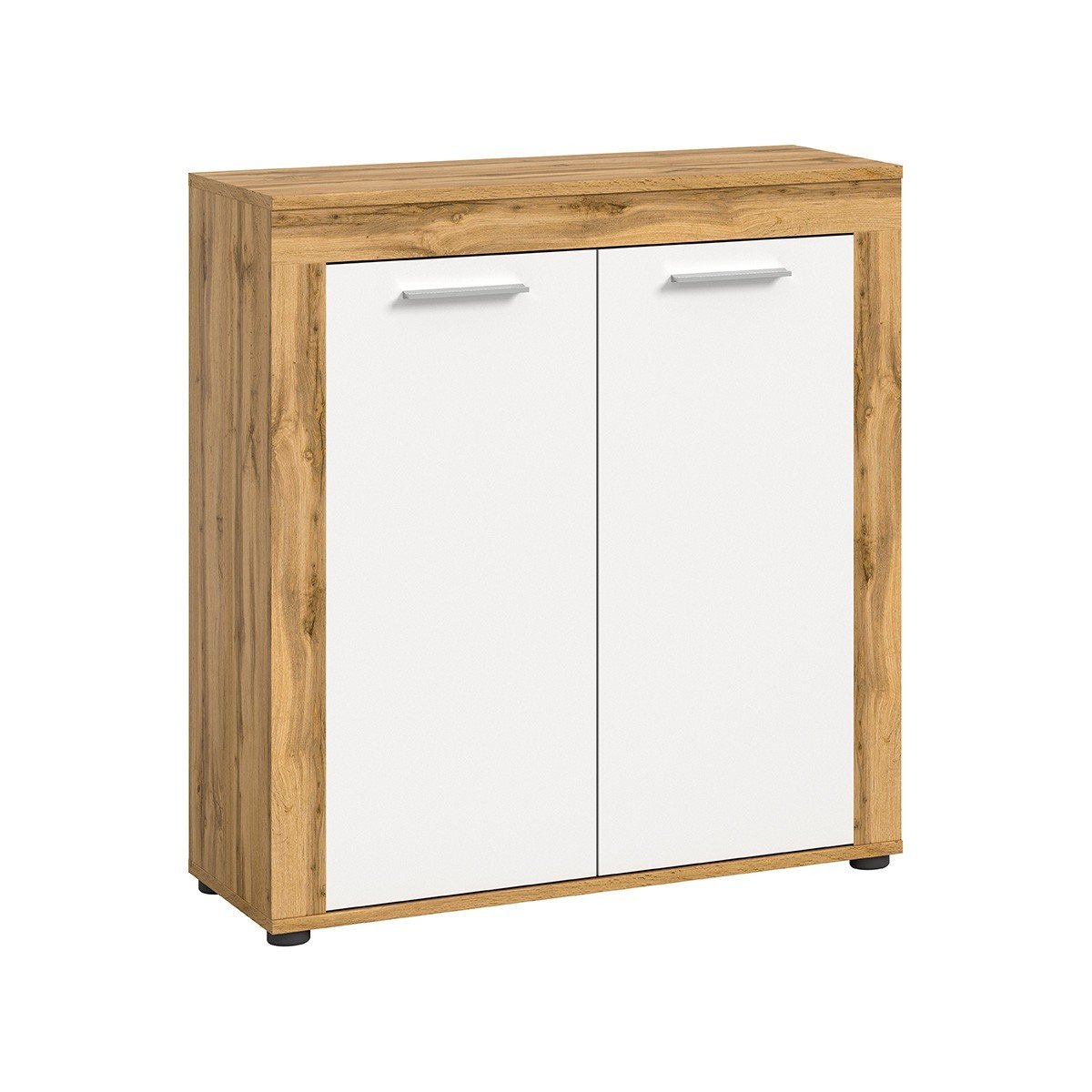 Buffet haut 2 portes blanc et chêne wotan L80 cm - AOSTA blanc, CALICOSY