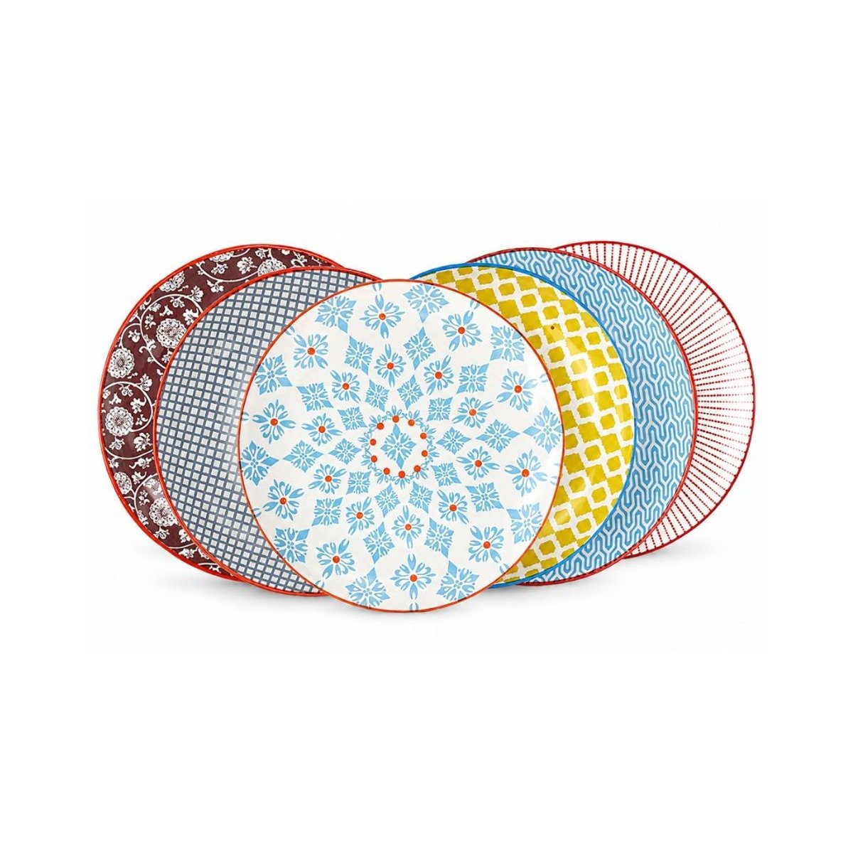 Lot de 6 grandes assiettes design 1, SABAE multicolore, ARTIME