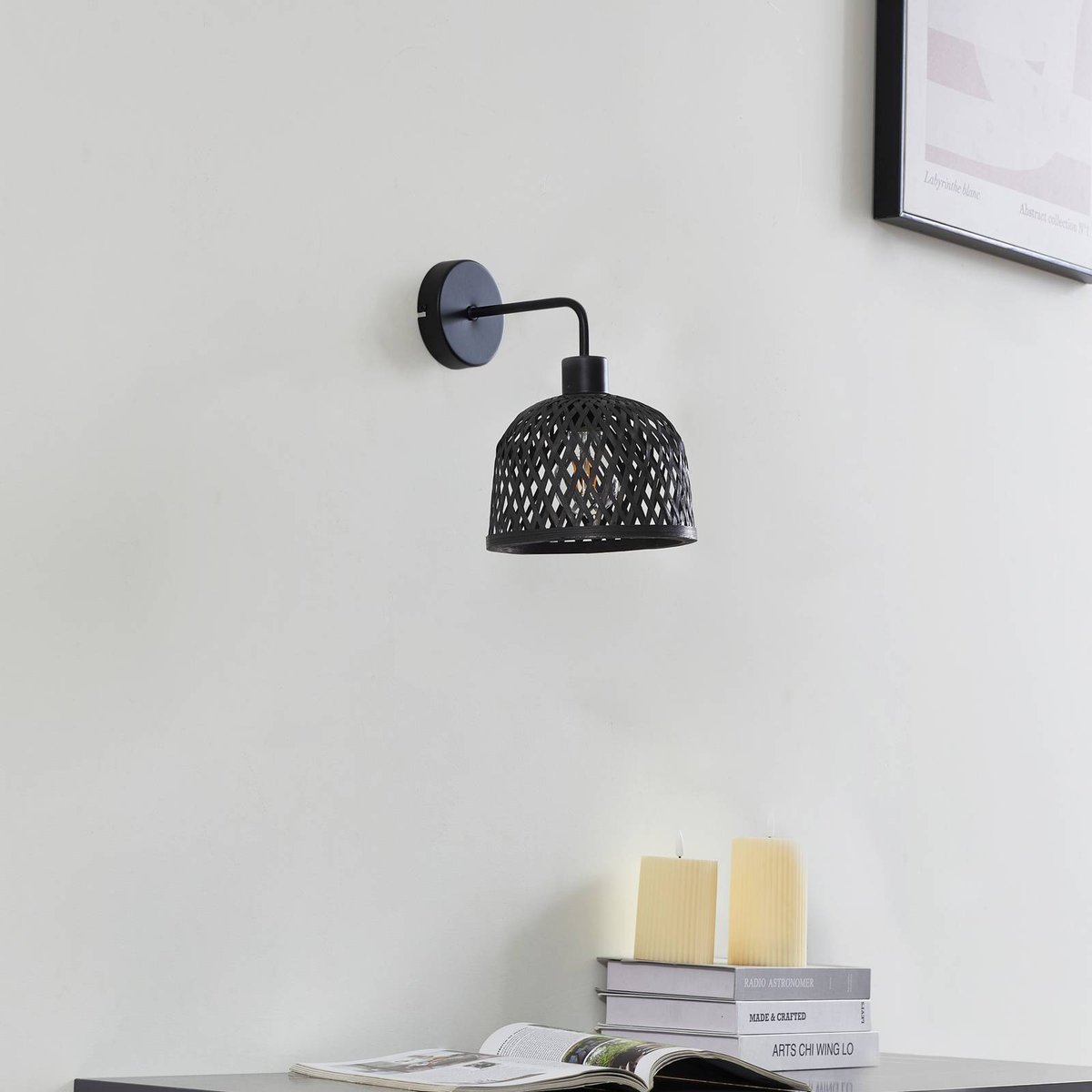 Applique en bambou moderne, Eskil noir, LINDBY