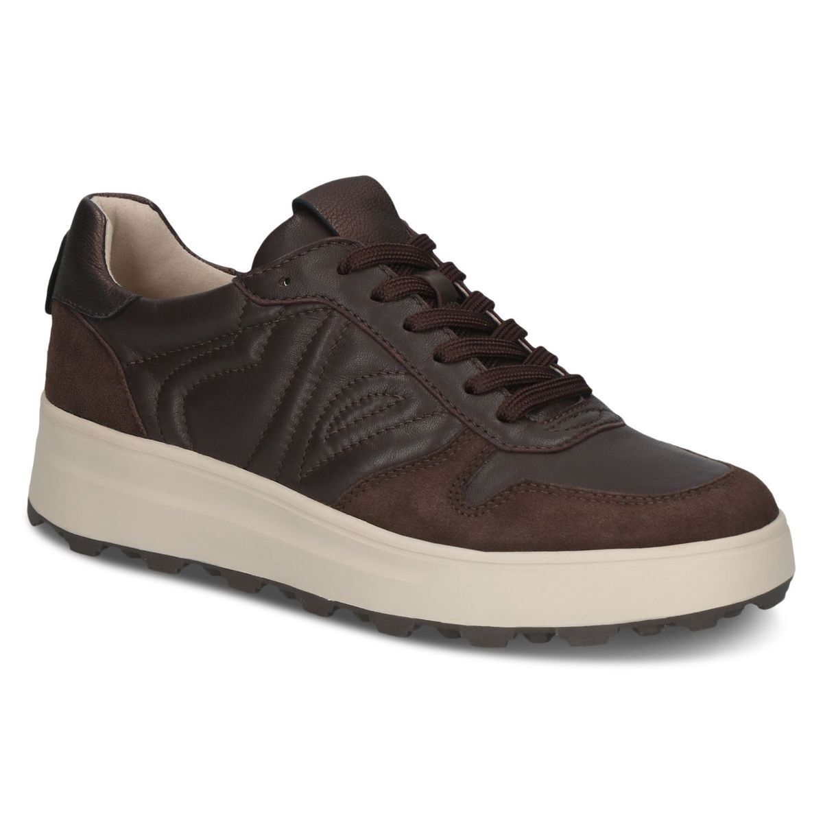 Basket en cuir marron foncé combiné, CAPRICE