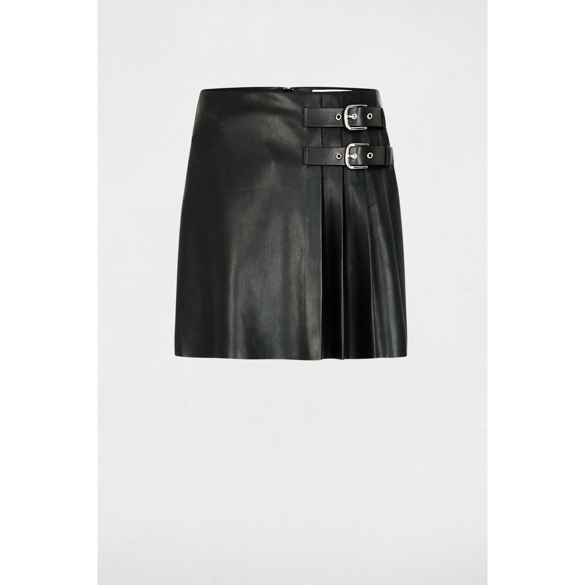 Jupe courte simili cuir noir, MORGAN