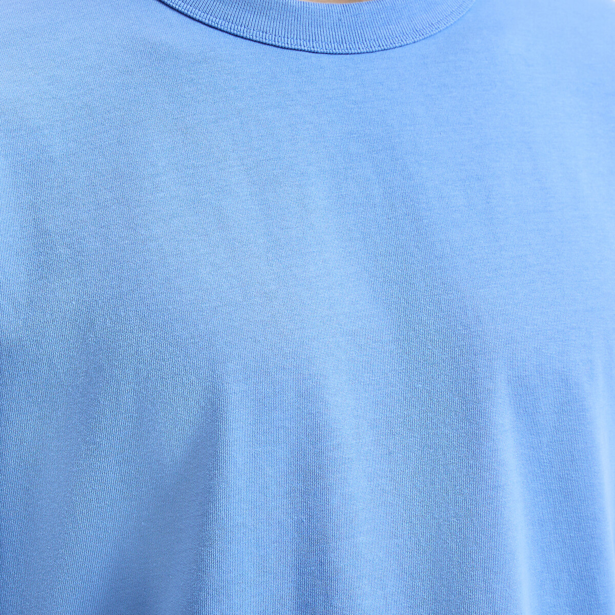 T-shirt en coton col rond manches courtes, stonewashed, effet délavé bleu, LA REDOUTE COLLECTIONS