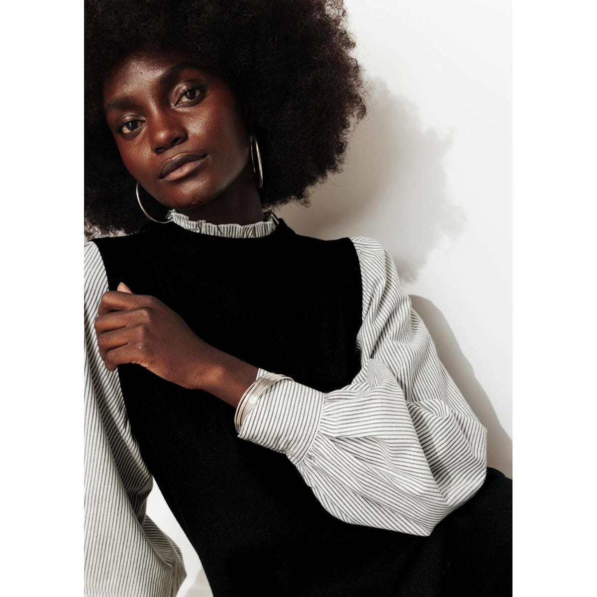 Robe tricot à effet superposé noir, PROMOD