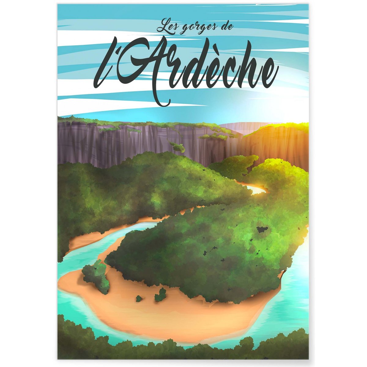 Affiche Gorges de l'Ardèche blanc, L'AFFICHERIE