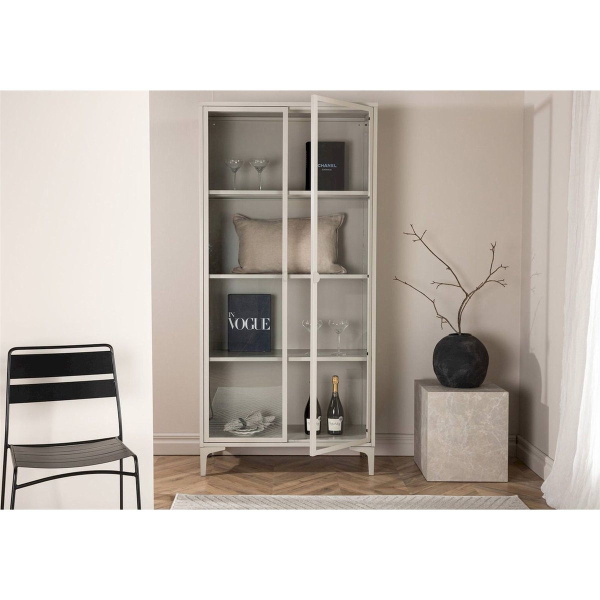 Vitrine en métal collection PIRING beige, RECOLLECTION