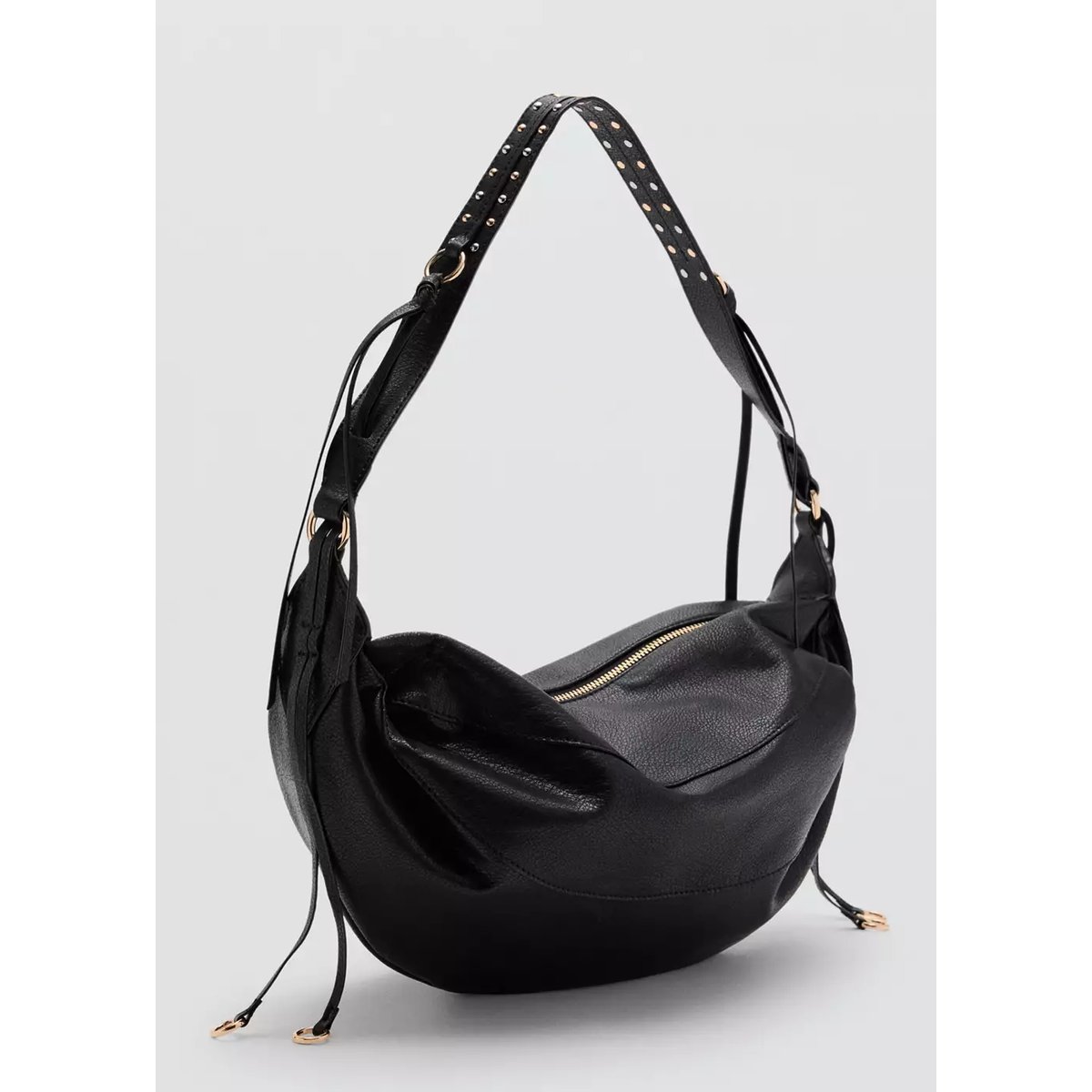 Sac porté épaule ovale noir, MANGO