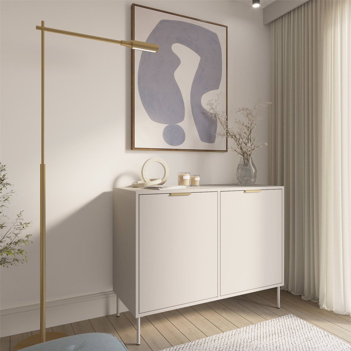 Commode 2 portes minimaliste collection VENA cachemire, RECOLLECTION