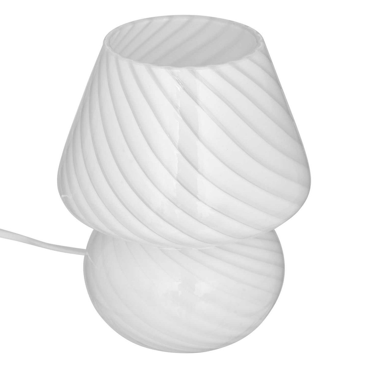 Lampe champignon à rayures en verre CARA blanc, ATMOSPHERA