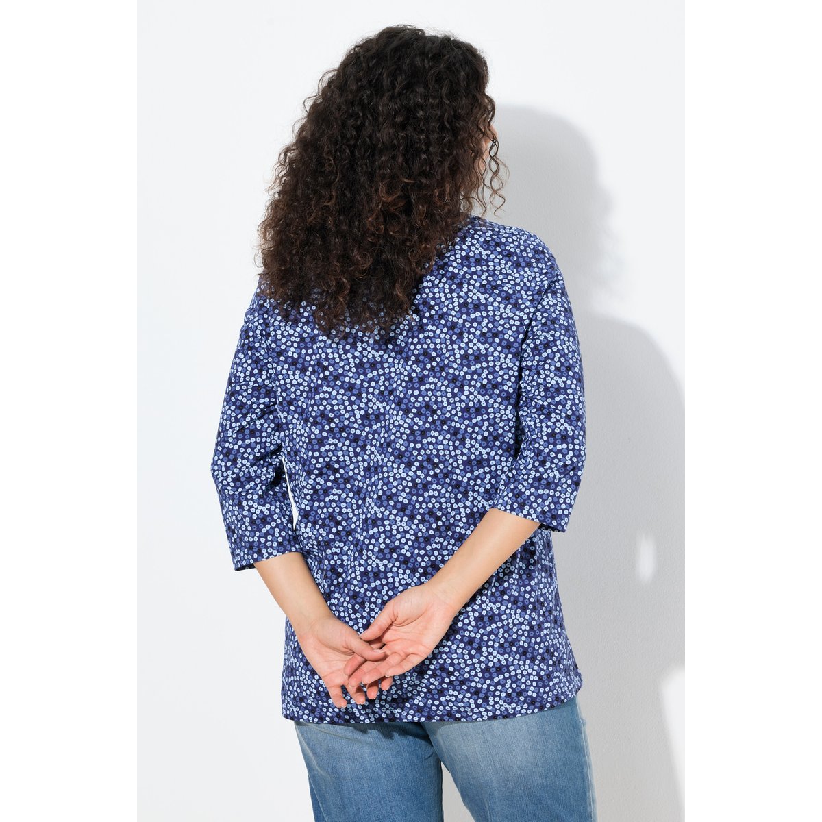 T-shirt motif à fleurs bleu foncé, ULLA POPKEN