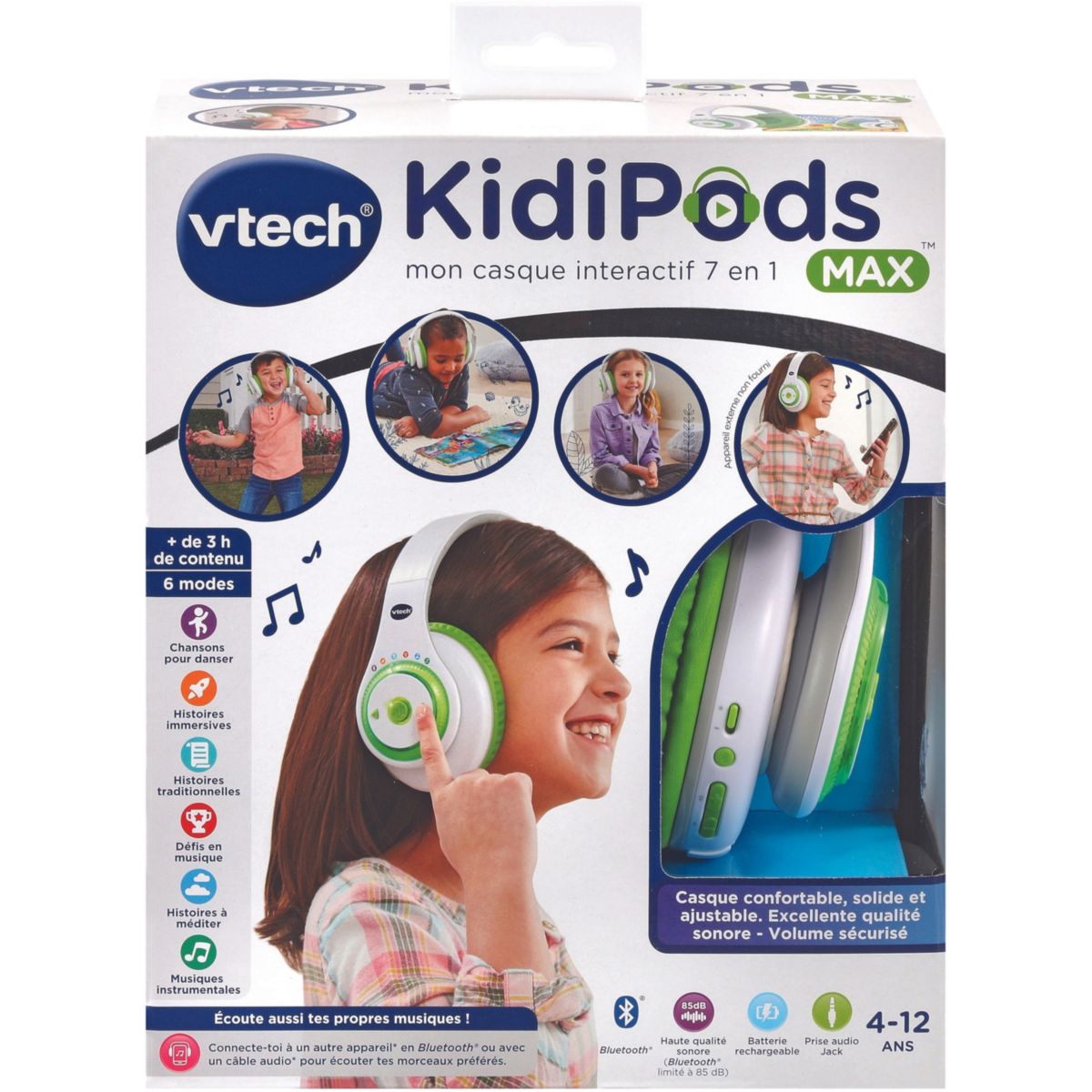 Casque KidiPods Max -Mon casque interactif 7en1 blanc, VTECH