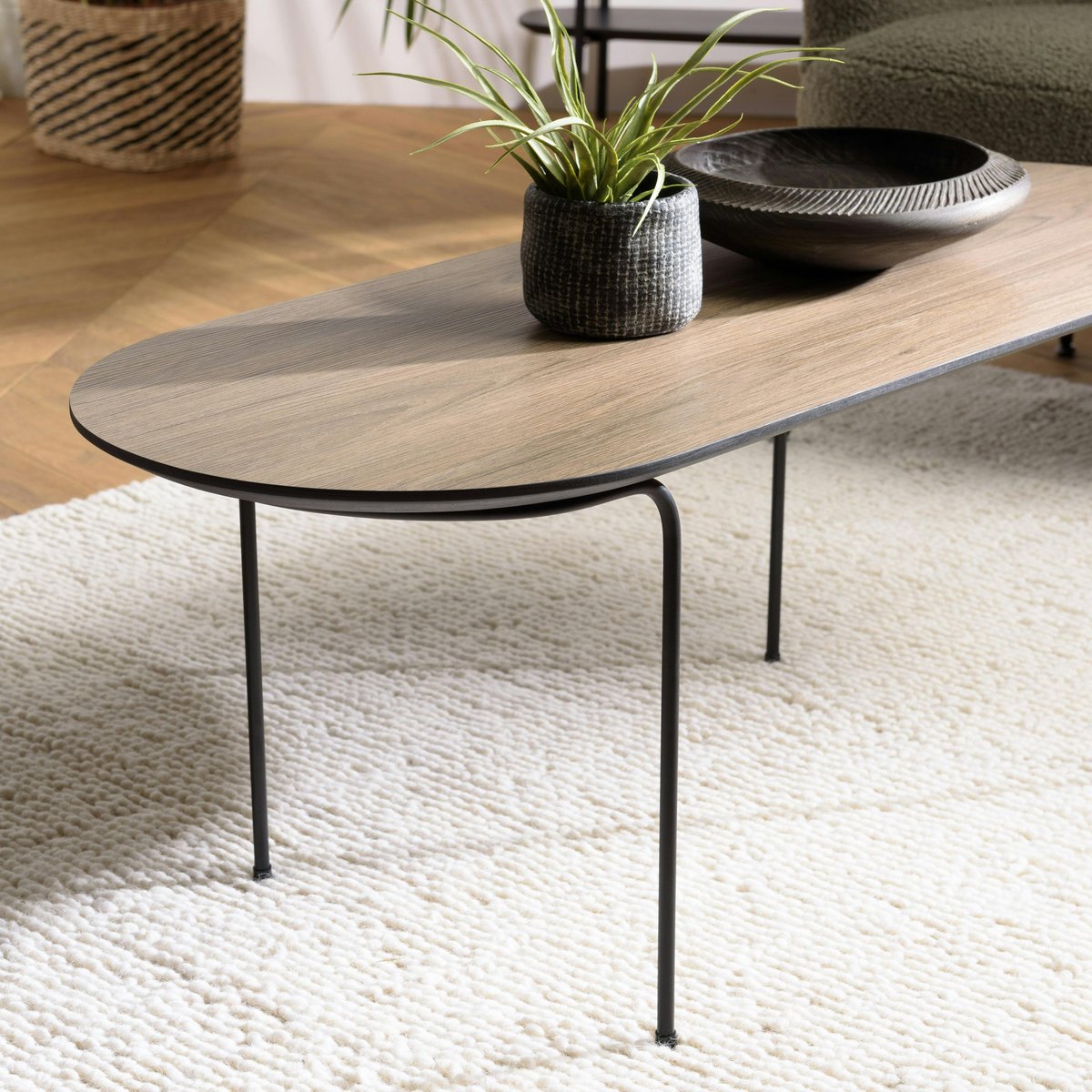 Table basse ovale effet bois LANDAISE bois naturel, PIER IMPORT