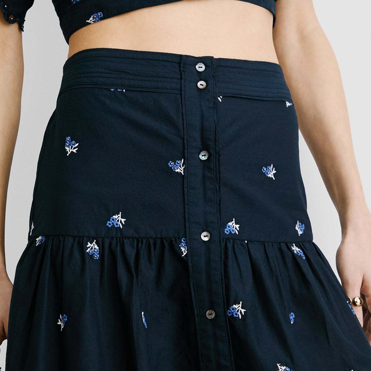 Jupe Midi En Popeline bleu dulwich, PEPE JEANS