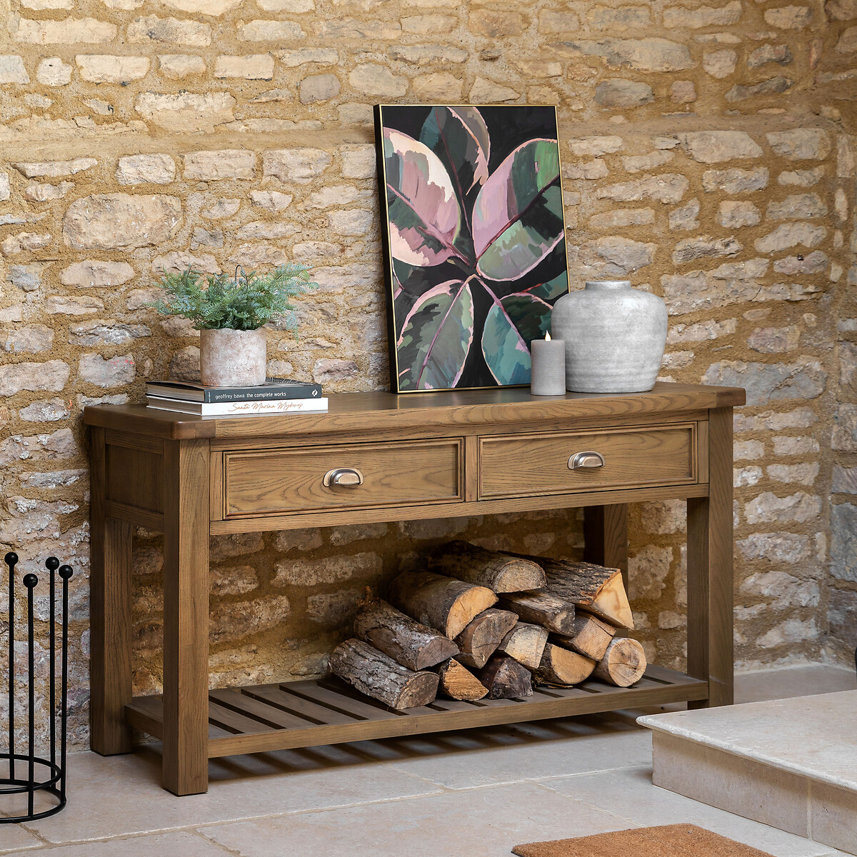 Toledo Oak 2 Drawer Console Table natural oak, SO'HOME