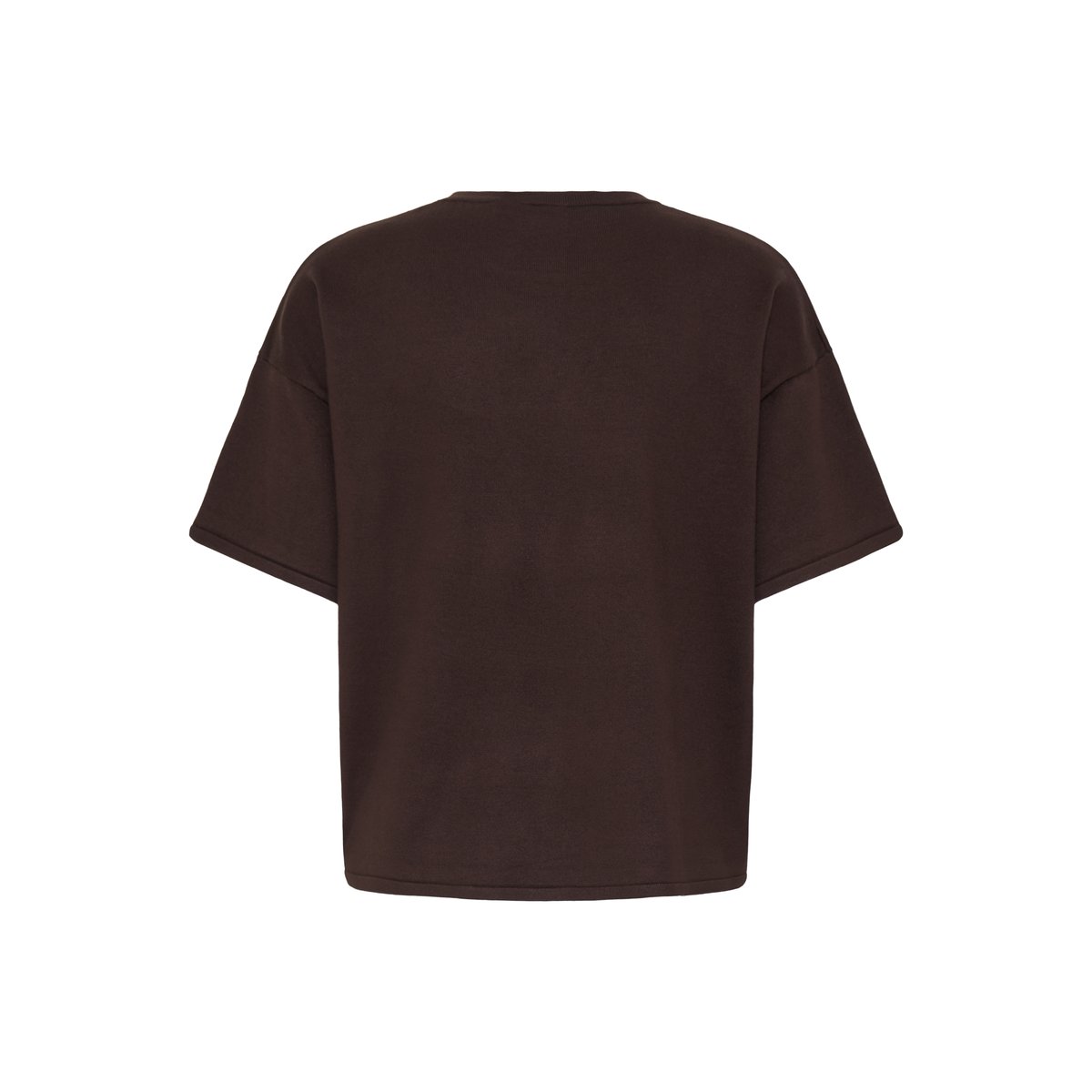 Pull en maille manches courtes marron chocolate torte, ICHI