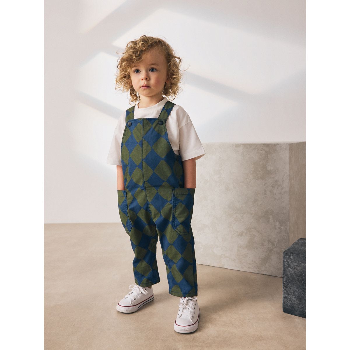 Salopette arlequin vert/bleu, NEXT