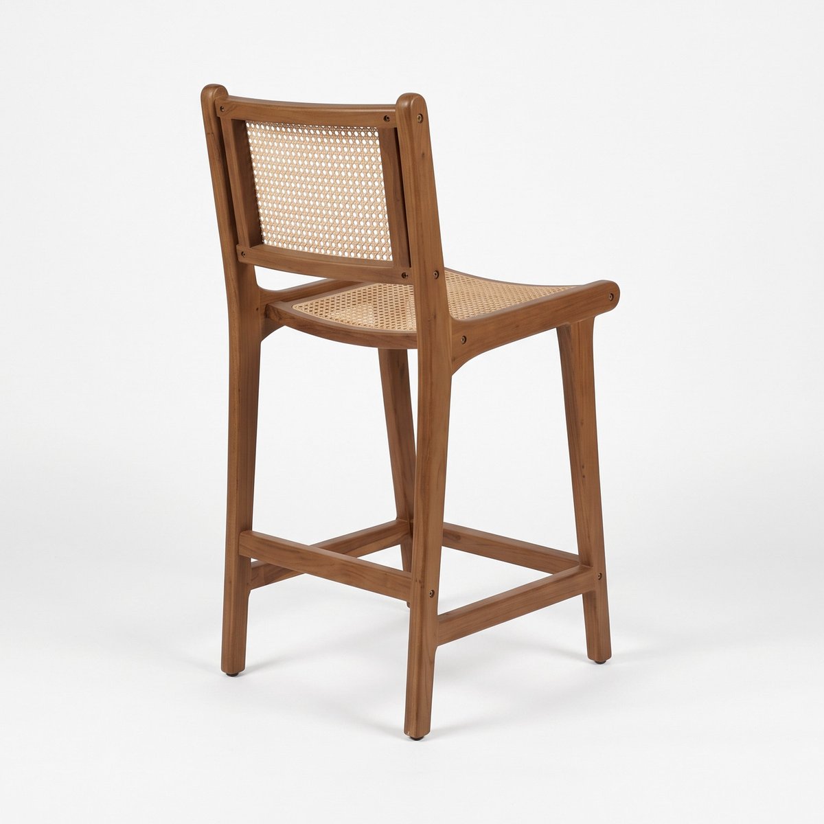 Lot de 2 chaises pour îlot central 66,5 cm en teck et cannage en rotin - KYLA beige, MAISON PAVANE